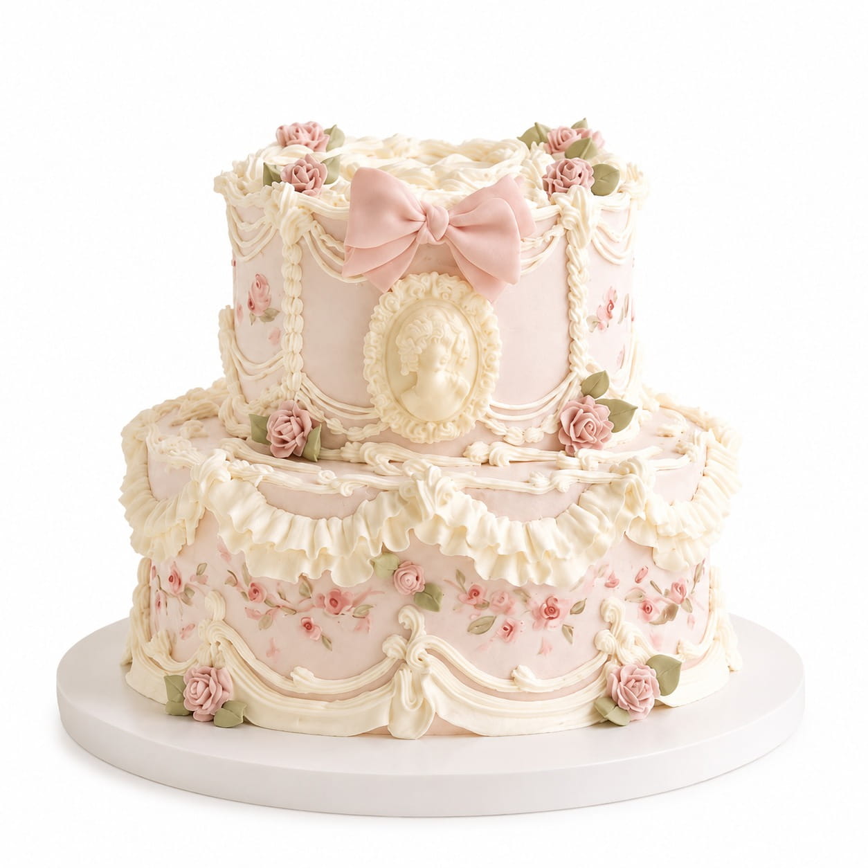 WhatsApp Image 2026-06-13 at 9.36.03 AM Vintage Rose Bow Cake - Image 1
