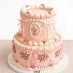 Vintage Blush Ribbon Cake