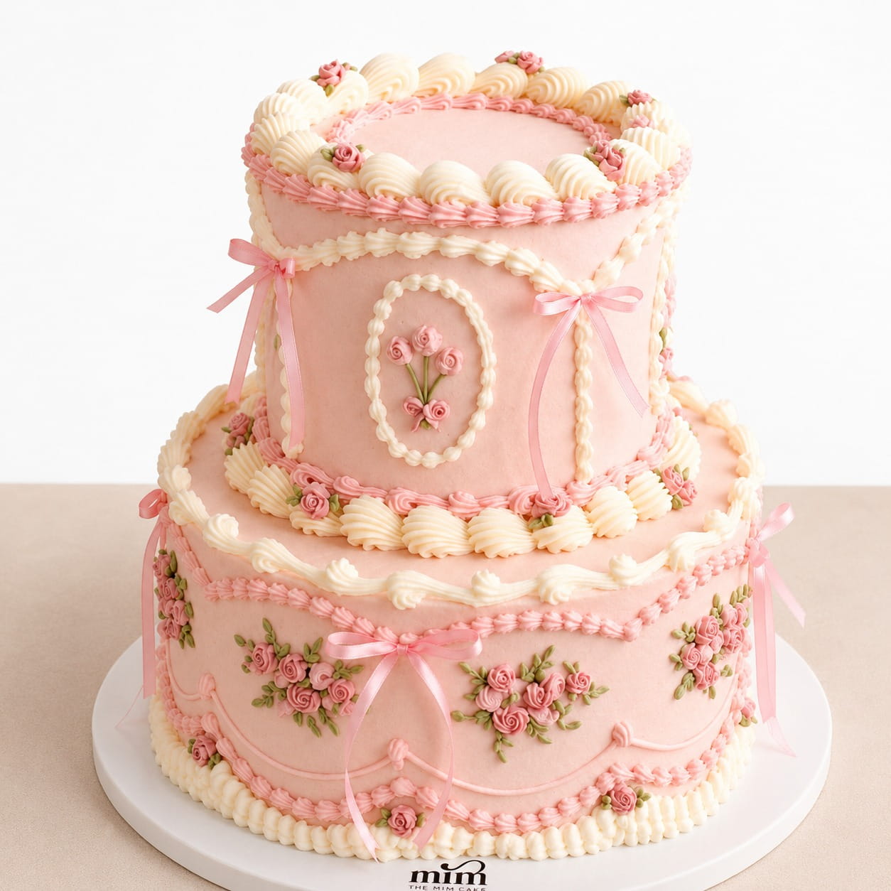 WhatsApp Image 2026-06-14 at 8.56.11 AM Vintage Blush Ribbon Cake - Image 1
