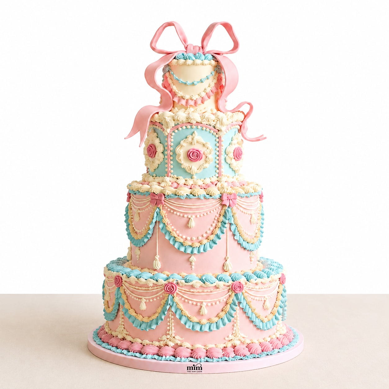 WhatsApp Image 2026-06-14 at 8.58.41 AM Pastel Carousel Ribbon Cake - Image 1