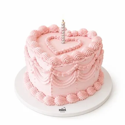 Blush Heart Candle Cake