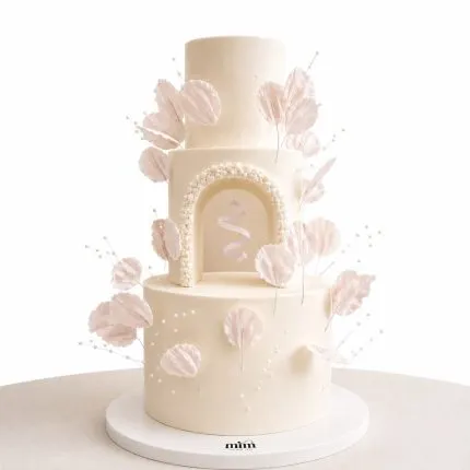 Modern Arch & Petal Wedding Cake.