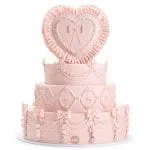 Blush Bow Heart Cake