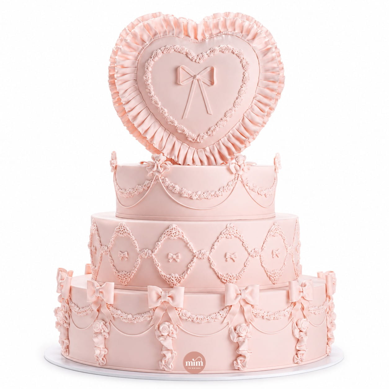 WhatsApp Image 2026-07-17 at 5.33.50 AM Blush Bow Heart Cake - Image 1