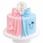 Boy or Girl Gender Reveal Bow Cake 🎀💙🩷