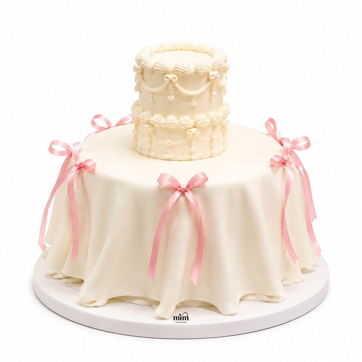 Pink Ribbon Vintage Cake 🎀🤍 Pink Ribbon Vintage Cake 🎀🤍 - Image 1