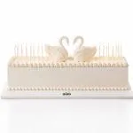 Wedding slab cake swan couple