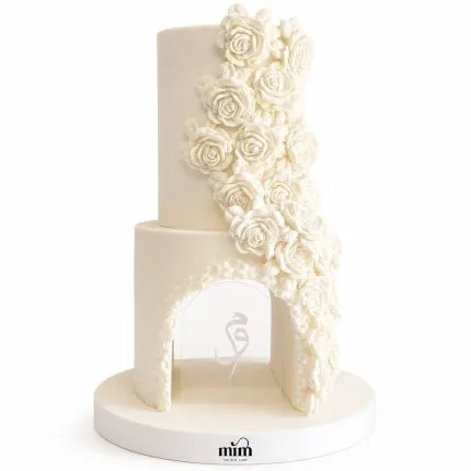 Ivory Rose Arch Wedding Cake