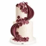 Burgundy Floral Cascade Cake