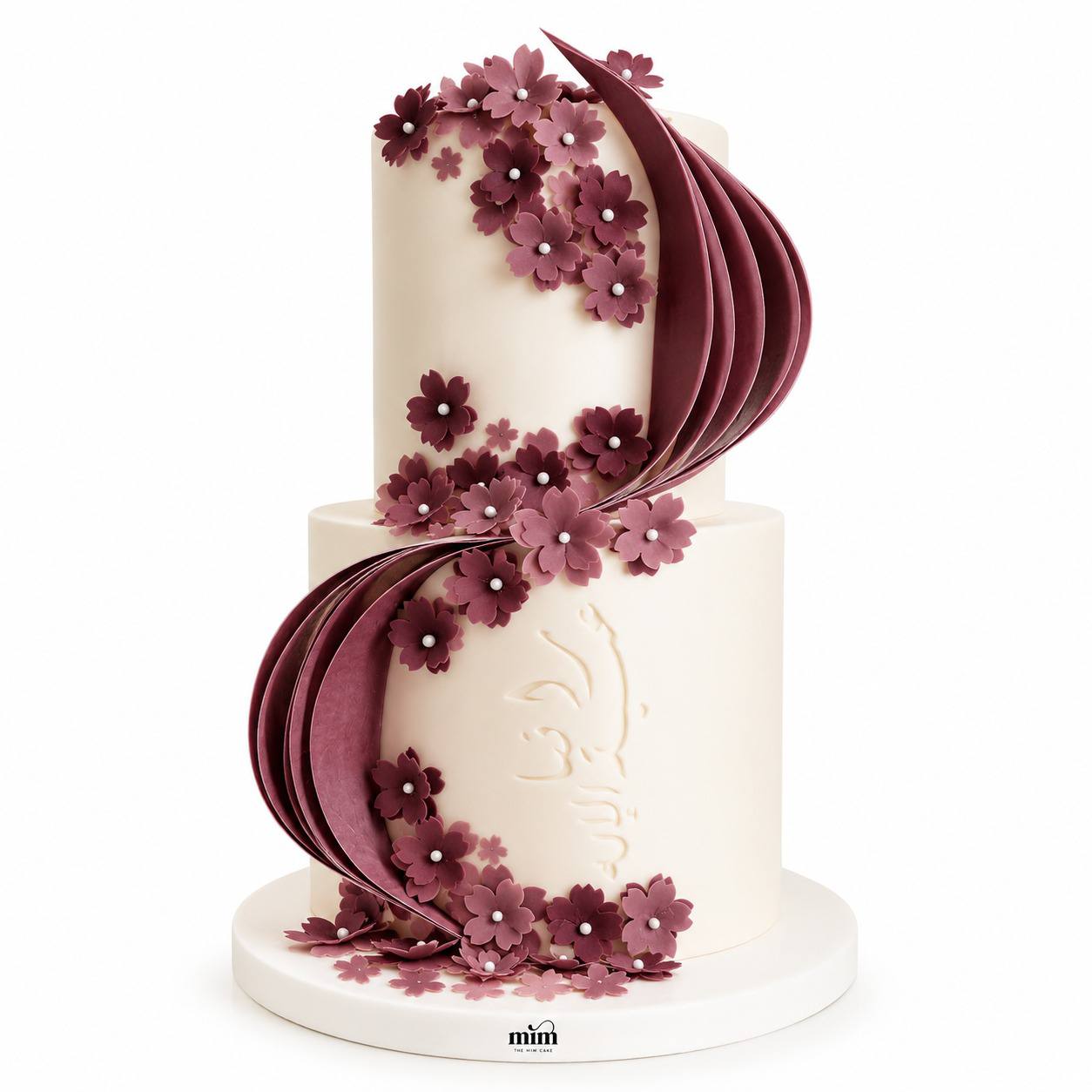 Burgundy Floral Cascade Cake Burgundy Floral Cascade Cake - Image 1